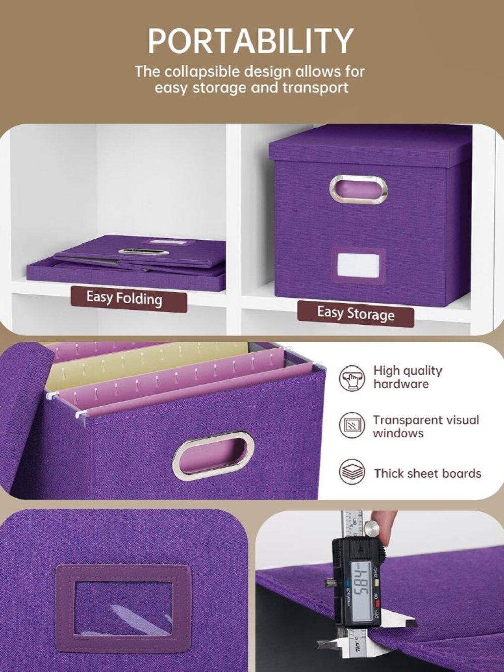 File Organizer, File Box, File Cabinet for Letter File Folder Storage, Hanging F - Picture 4 of 7